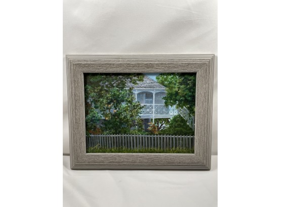 Framed Oil On Canvas Of House