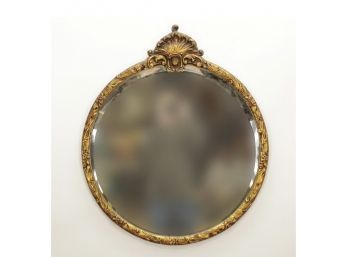 Classical Style Giltwood Round Beveled Mirror