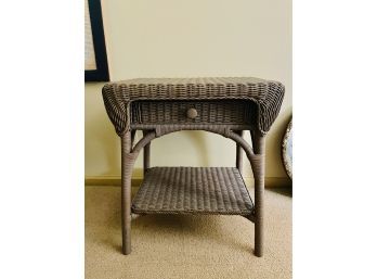 Hickory Chair Painted Wicker Table & Footstool (not By Same Company)