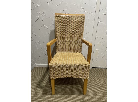 Rattan And Wood Arm Chair