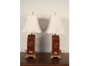 Pair Of Contemporary Chinese Red Lacquer Lamps