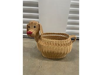 Vintage Wicker Dog Shaped Basket