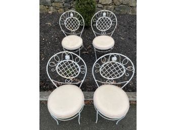 Set Of 4 Fabulous Painted Vintage Wrought Iron Patio Chairs