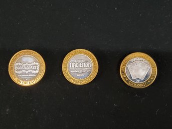 Limited Edition 10 Dollar Gaming Tokens .999 Silver (Total Of 3)