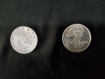 1 Oz Silver Eagle Liberty Coins (Total Of 2)