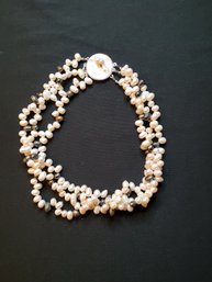 Cultured Baroque 3 Strand Pearl Necklace (Authentic)
