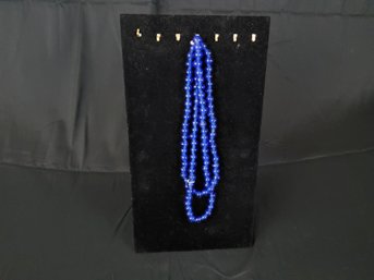 Vintage Peking Blue Glass Bead Necklace