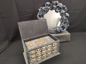 Novelty Skull Mirror And Nesting Box Set - Halloween Decor