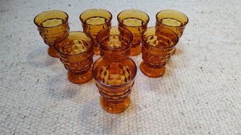 Lot Of Vintage Indiana Whitehall Amber Drinking Glasses