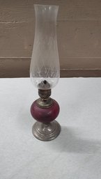 Vintage Ruby Glass Oil Lamp