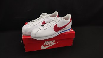 Nike Cortez Basic OG Leather Sneakers In White/Varsity Red