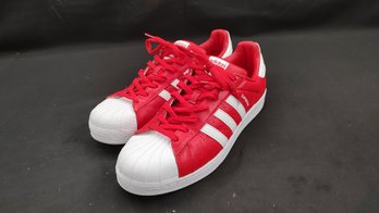 Adidas Superstar Leather Sneakers In Red/White