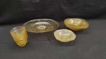 Amber Depression Glass Bowl Set