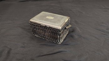Vintage Metal Picnic Basket Cigarette Box