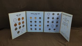 1864-1889 Two Cent/Nickel Three Cent Coin Collection Folder With Coins