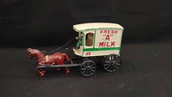 Cast Iron Horse And Milk Cart Figure