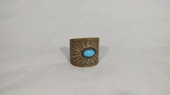Brass-Toned Turquoise Cuff Bracelet