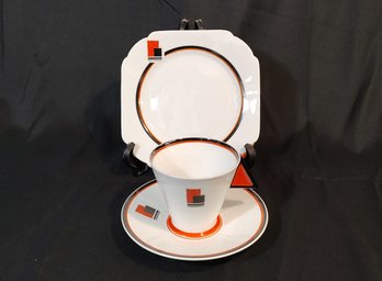 Shelley Vogue Art Deco Red Block Design Teacup Set