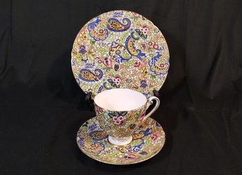 Shelley Blue Paisley Chintz Ripon Porcelain Teacup Set