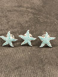 Swarovski Blue Starfish Tac Pins (Total Of 3)