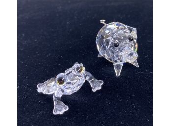 Swarovski Crystal Miniature Frog And Pig Figurine