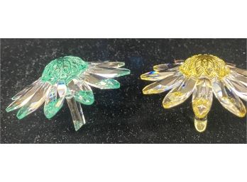 2 Swarovski Crystal Flowers And A Bag Of Loose Flower Crystal Charms