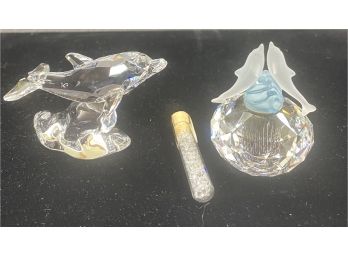 2 Dolphin Themed Swarovski Crystal Pieces