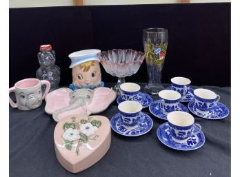 Assorted Vintage Ceramic And Glass Decor Items