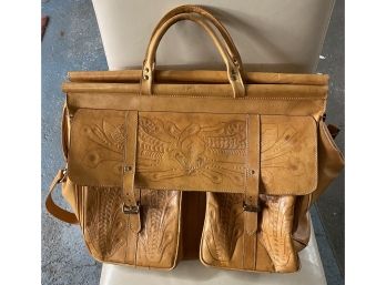 Tooled Leather Weekender Bag And 3 Handbags