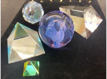 5 Assorted Small Art Glass Paper Weights