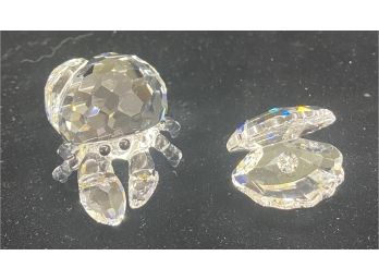 Swarovski Crystal Hermit Crab And Seashell Figurines