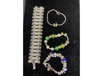 Sarah Coventry Bracelet And Three Pandora Bracelets