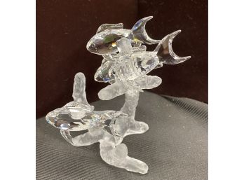 Swarovski Crystal Fish On Coral Figurine*As-Is