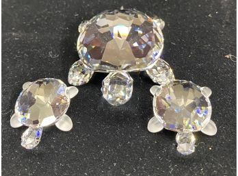 3 Swarovski Crystal Turtle Figurines