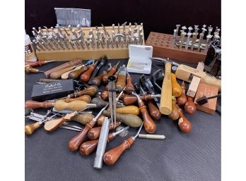 Large Lot Of Leather Crafting Tools
