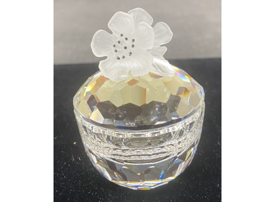 Swarovski Crystal Small Round Box With Flower Lid