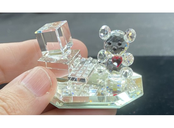 Crystal World Teddy Bear With Computer Miniature