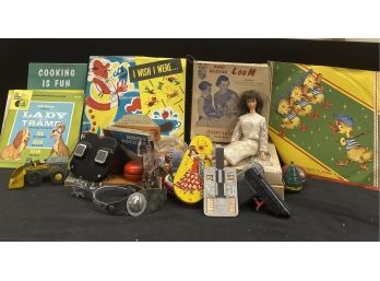 Assorted Vintage Toys And Childrens Records