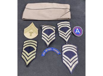 Assorted Military Patches And Hat