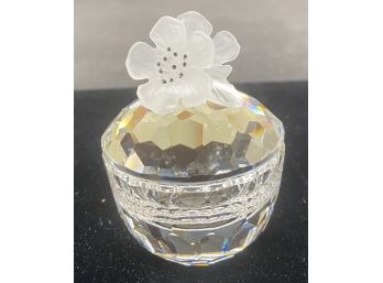 Swarovski Crystal Small Round Box With Flower Lid