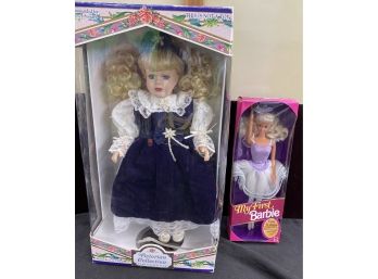 A Porcelain Doll And My First Barbie
