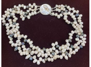 Cultured Baroque 3 Strand Pearl Necklace
