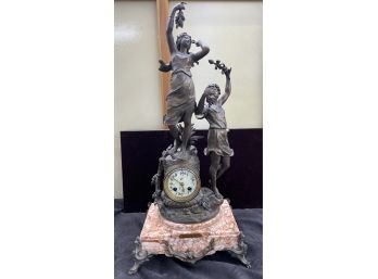 Bronze And Marble Sculpture/Clock Guillemin