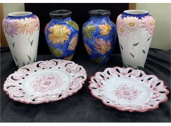 Hand Painted Vases And Platters From Portugal
