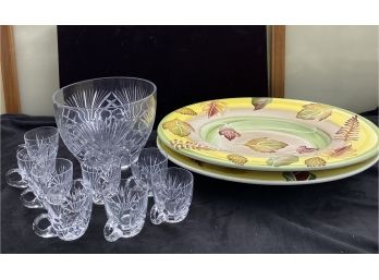 Gorham Crystal Punch Bowl And Cups