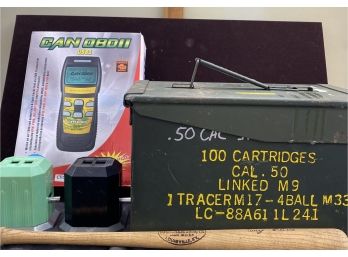 Vintage Ammunition Box And OBDII Scanner