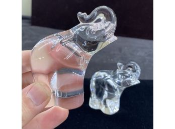 Two Steuben Glass Elephants