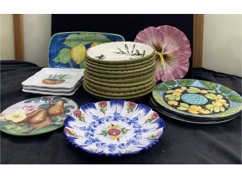 Assorted Serving Dishes Rustic Italian Style