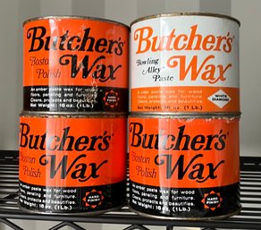 4 1 Lb. Cans Of Vintage Butchers Wax, Full And Unused, New Old Stock