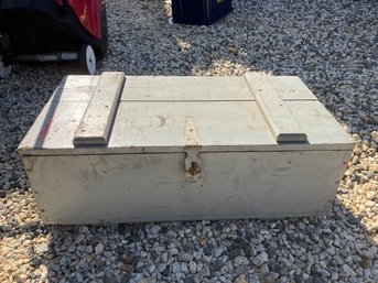 White Painted Tool Box With Top Cleats And Latch